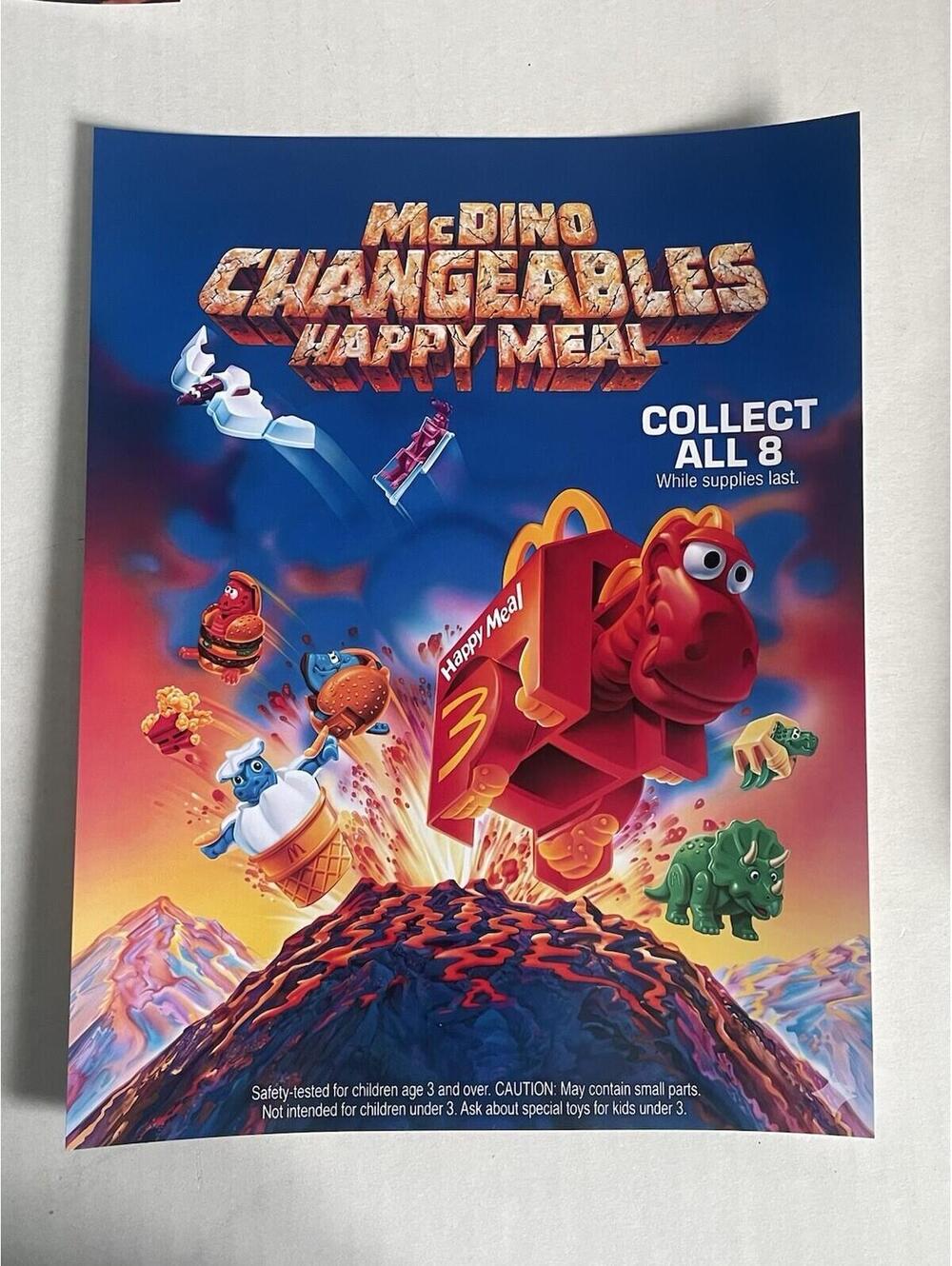 McDonalds McDino Changeables Happy Meal REPRINT Sign Poster McDonald’s Display